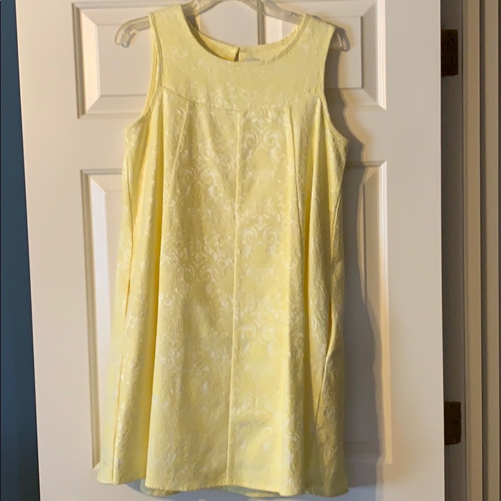 Beautiful fabric yellow on yellow swing dress